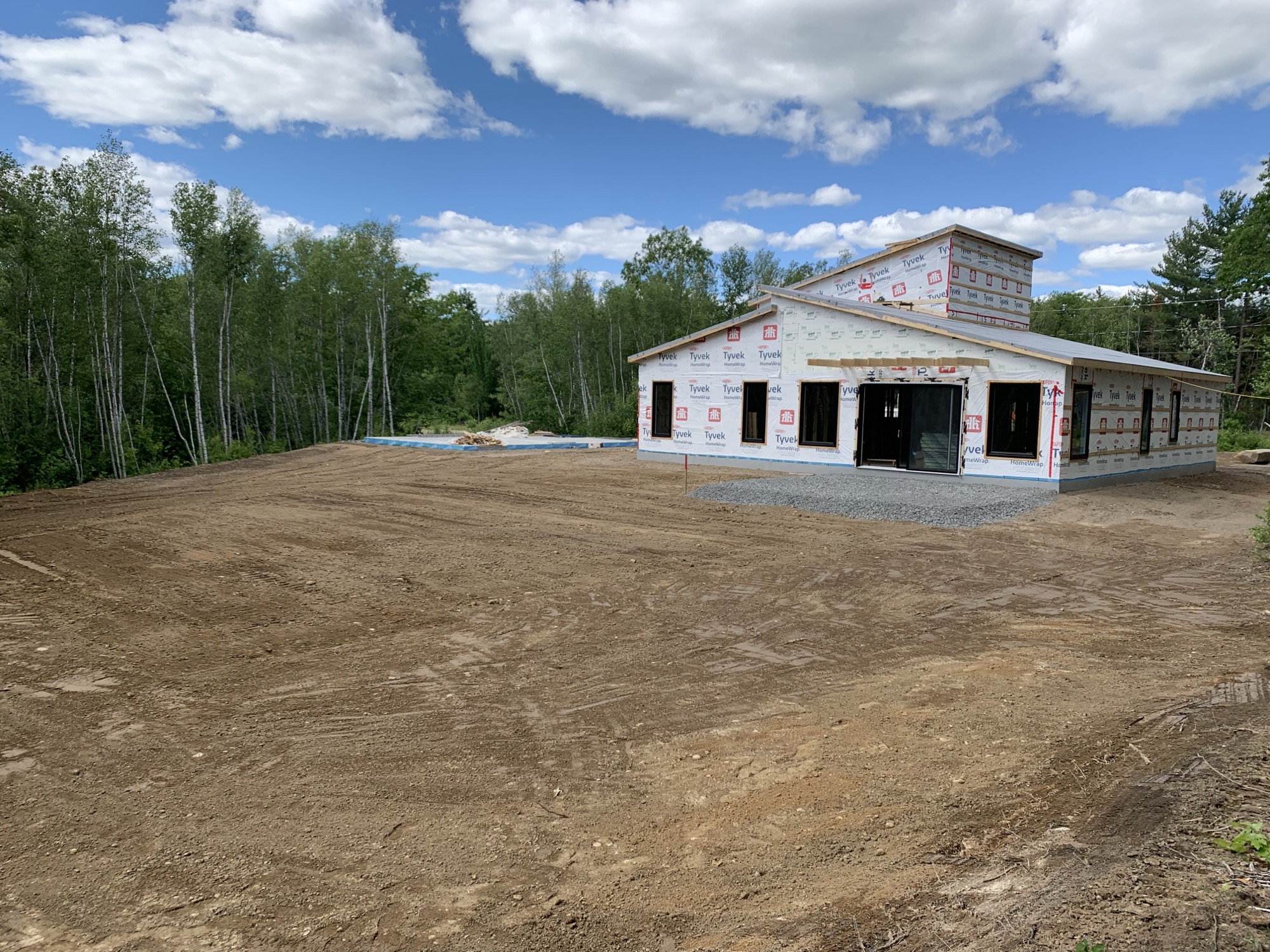 New home construction framing progress.